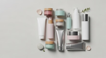 Cosmetic products isolated on white background
