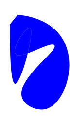 Dynamic blue abstract shape with flowing lines, ideal for modern design projects, creating a sense of movement, creativity, and innovation for branding, marketing, and digital content applications