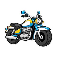 Colorful Cartoon Motorcycle Illustration.