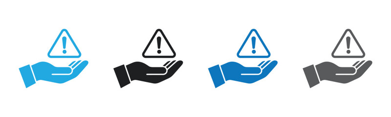 Alert warning sign presented in open hand for your attention,hand signal warning symbol,