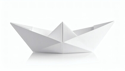 White Origami Paper Boat Isolated on Clean White Background for Design Elements, Illustrations, and Digital Projects