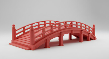 Graceful Red Bridge: A vibrant, classically designed red bridge, evokes tranquility. A focal point of elegance and architectural simplicity, bridging an undefined space.