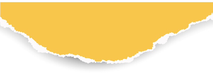 Obraz premium Ripped yellow paper with torn edges. Piece of teared sheet for frame, header and template design. Textured cutout shape for banner and collage. Rough stripe for scrapbooking.