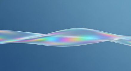 Abstract iridescent wave on a blue background