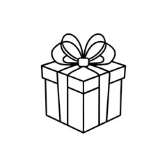 Elegant Monochrome Illustration of a Simple Gift Box with a Ribbon silhouette vector