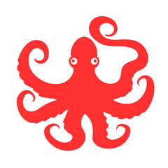 Obraz premium Red octopus vector illustration scalable graphic icon for aquatic themes transparent background