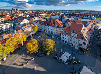 Der Wenigemarkt in der Altstadt von Erfurt von oben