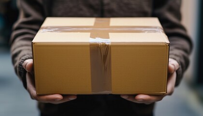 Pick-Up Point, Order Receipt, Parcel Collection, Efficient Delivery Services, Shipping Options, Package Shipment Solutions, Hands Holding Box For Safe Delivery.