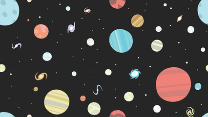 Cosmic Space Hand Drawn Vector Seamless Pattern