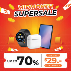 Midmonth Supersale Banner with Gadgets and Discount Offer