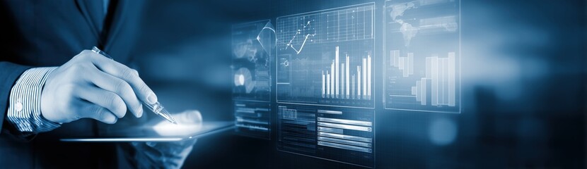 Business people operating tablet computer data analysis