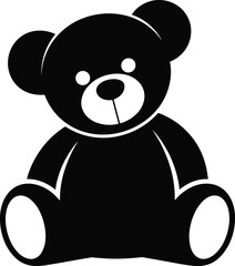 Cute teddy bear silhouette, stuffed toy vector, adorable plush illustration, children toy design, baby nursery decoration, childhood gift icon, playful bear graphic