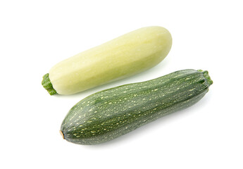 green zucchini vegetables isolated on white.