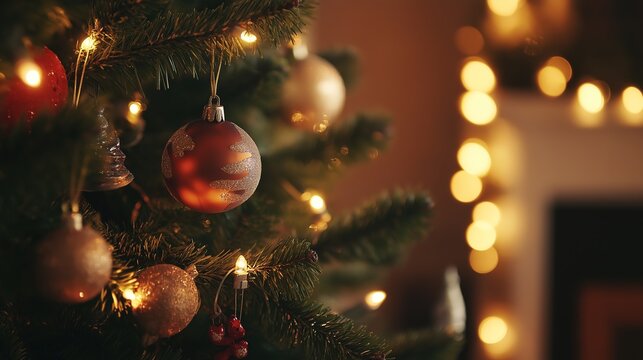 A beautifully decorated tree with glowing ornaments, evoking festive holiday spirit.