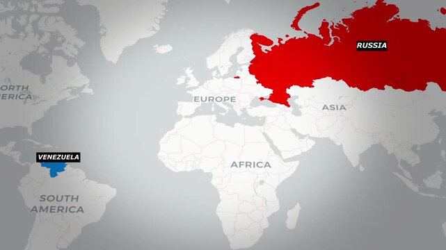  Venezuela and Russia Political Map with Borders and Boundaries Animation.