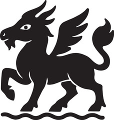 Folkloric mystical animal silhouette with traditional cultural essence and symbolic fantasy art.