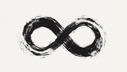 Eternal Emblem: Black Mobius Ribbon Silhouette Of Infinite Symbol. Modern Grunge Brush Design For Endless Cycle Of Life. Graphic Element For Card, Logo, Tattoo.