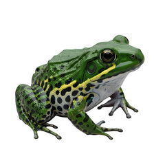 Obraz premium Close-up of a vibrant green frog with speckled patterns.