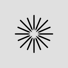 Obraz premium Dynamic Starburst Icon Design Emitting Radial Rays, Symbolizing Energy, Impact, and Focus, Perfect for Graphic Elements and Visual Highlights on a Neutral Background