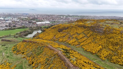 Aerial pictures of Arthur's Seat in Scotland