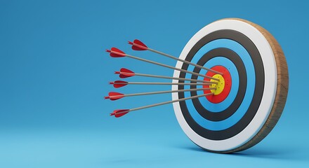 Multiple arrows hitting the bullseye of a target