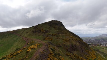 Aerial pictures of Arthur's Seat in Scotland