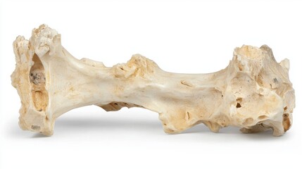 A white bone with holes and cracks.