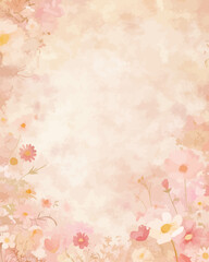 Watercolor Floral Background for Content Creation Soft Pastel Flowers & Textured Canvas