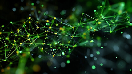 Abstract image of interconnected green nodes. Ideal for technology, network, connection, and sustainability themed projects. Use in websites, social media, or presentations.