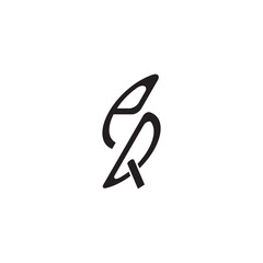 curved oval shape alphabet initial logo vector PQ gaming monogram Black  letter