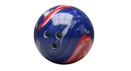 Bowling ball with red, white, and blue marble pattern isolated PNG with Transparent Background