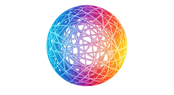 Abstract Colorful Sphere: Intricate Patterned Orb of Rainbow Hues