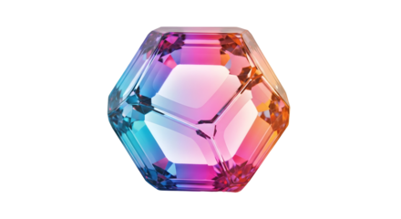 Vibrant Hexagonal Crystal: A Spectrum of Color and Light
