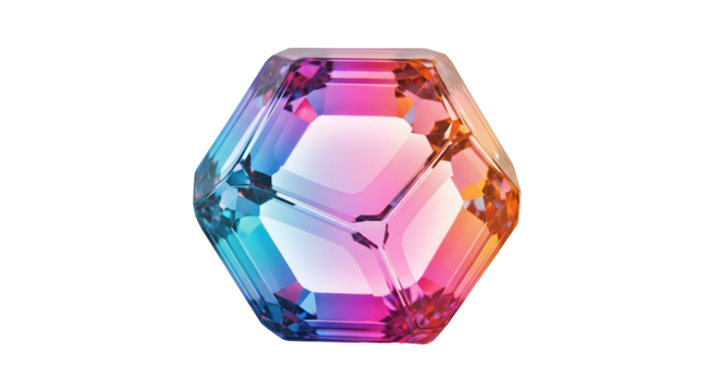 Vibrant Hexagonal Crystal: A Spectrum of Color and Light