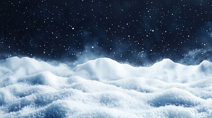 Naklejka premium Snowy Winter Hills Under a Starry Night Sky