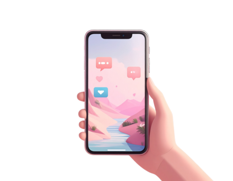 3d minimal social media interaction concept. online network interaction. smartphone w (3)