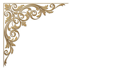 Gold vintage corner design for decoration isolated PNG with Transparent Background