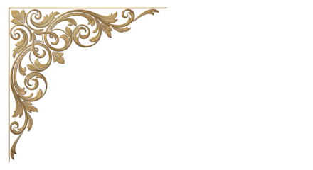 Gold vintage corner design for decoration isolated PNG with Transparent Background