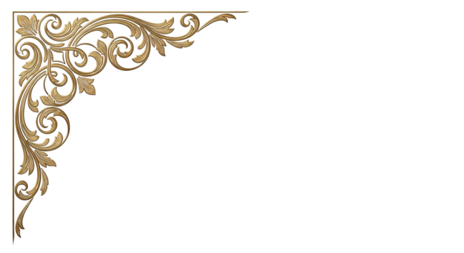 Gold vintage corner design for decoration isolated PNG with Transparent Background
