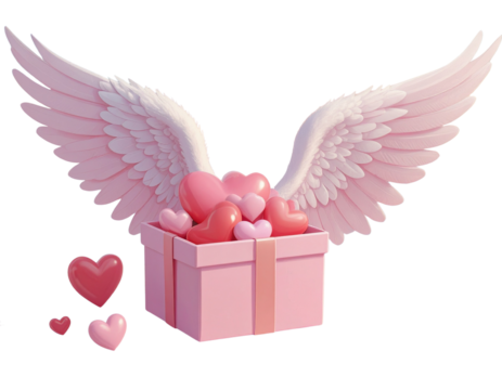  3d minimal symbol of love. Happy Valentine's day. valentine compositions. winged hear (4)