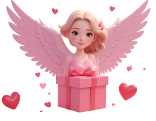 3d minimal symbol of love. Happy Valentine's day. valentine compositions. winged hear