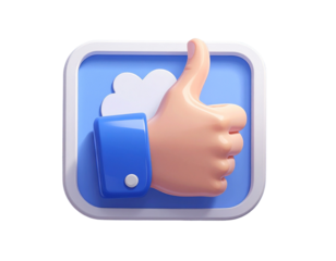  3d minimal thumbs up icon with a message box. like icon. Social media sign. 3d illust