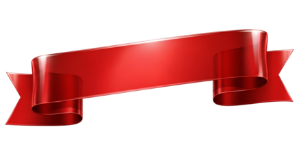 Red ribbon banner for text isolated PNG with Transparent Background
