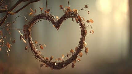 A heart-shaped frame made of yellow leaves