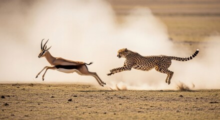 Cheetah chasing gazelle wildlife photography african safari predator prey nature animal running fast speed