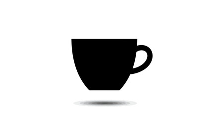 Obraz premium Minimalist black coffee cup icon with subtle shadow on a clean white background