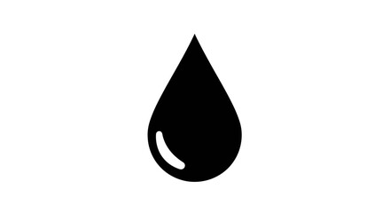 Minimalist black water droplet vector illustration on white background