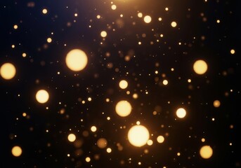 Golden sparkles and bokeh lights on a dark background creating an abstract and festive celebration atmosphere