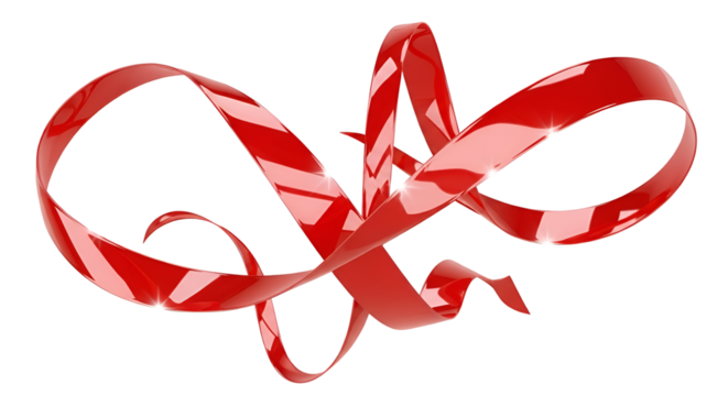 Swirling red ribbon isolated PNG with Transparent Background