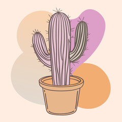 Charming potted cactus with soft abstract shapes, bringing a touch of minimalist desert warmth and bohemian flair to any contemporary design project or lifestyle aesthetic.